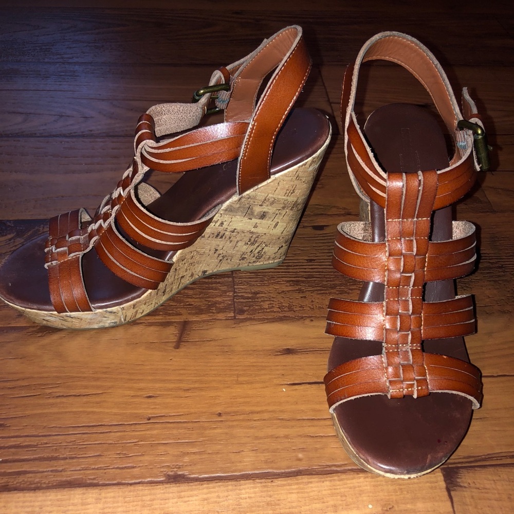 Brown Strappy Wedges